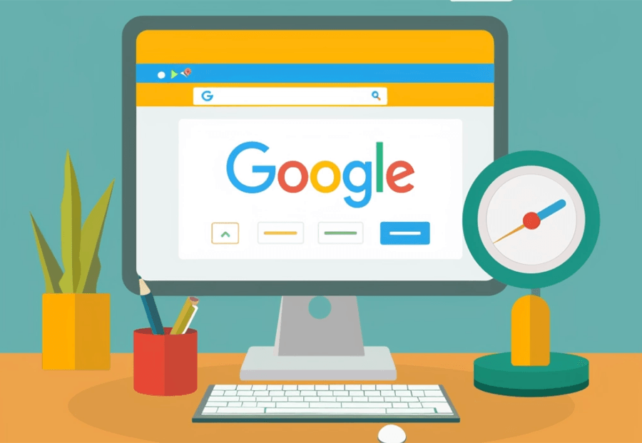 Illustration of Google search on a computer screen
