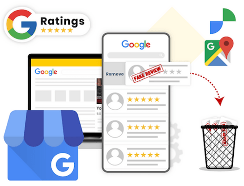 Removing fake Google reviews from business ratings.