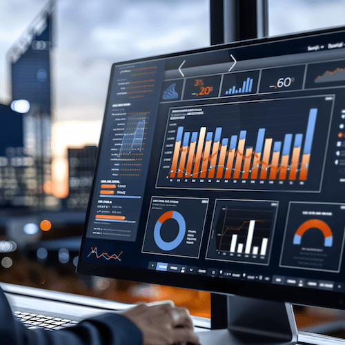 sleek office scene with a professional in business